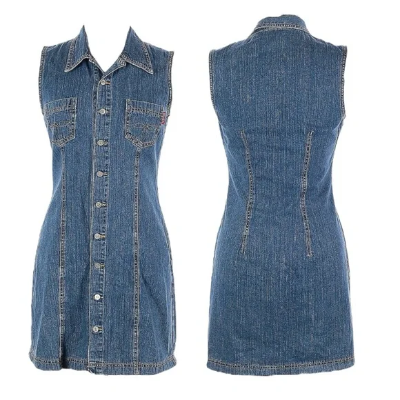 Bongo Dresses | Bongo Denim Dress Sleeveless Collared Shirtdress Mini Size 11 Medium Blue | Color: Blue | Size: M | Cloth_N_Clover's Closet